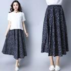 Printed Midi Flared Skirt