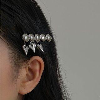 Heart Charm Hair Clip Silver - One Size