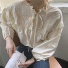 Ruffle Strappy Long-sleeve Shirt Almond - One Size