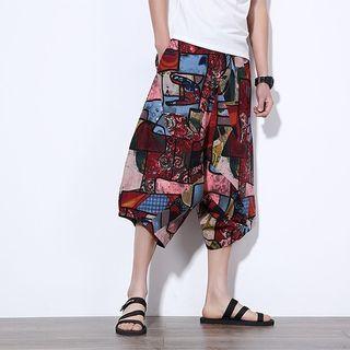 Print Wide Leg Capri Pants