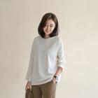 Round-neck Fleece-lined Knit Top