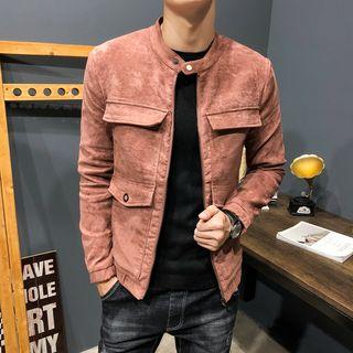 Plain Suede Zipped Jacket