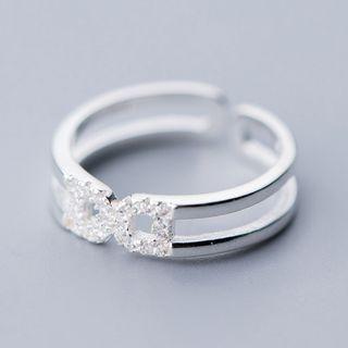 925 Sterling Silver Rhinestone Layered Open Ring As Shown In Figure - One Size