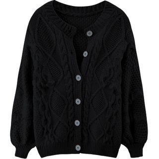 Plain Cable Knit Cardigan / Long-sleeve T-shirt