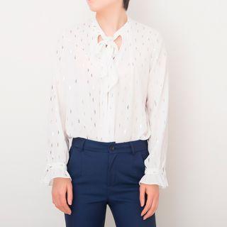 Printed Tie Neck Shirt