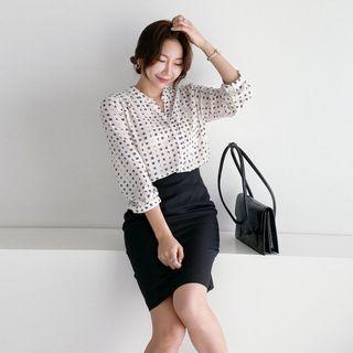 Shirred Patterned Blouse