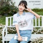 Set: Short-sleeve Cartoon Polo Shirt + Jeans (various Designs)