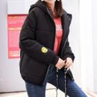 Smiley Embroidered Hooded Puffer Jacket
