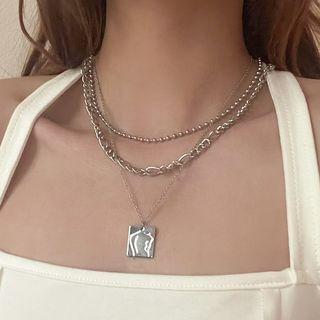 Set Of 3: Alloy Necklace