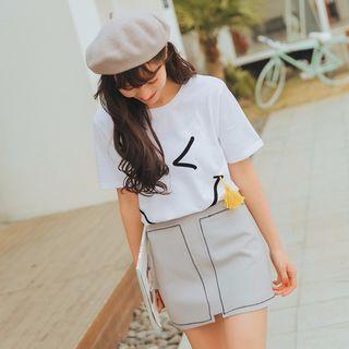 Smiley Print Tasseled Short-sleeve T-shirt