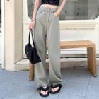 Mid-rise Plain Wide-leg Jeans