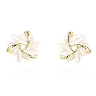 Flower Stud Earring Silver Earring - Gold - One Size