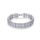 Fashion And Elegant Geometric Square Bracelet With Cubic Zirconia 17cm Silver - One Size