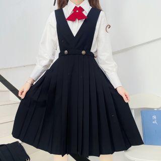 Shirt / Sleeveless Pleated Dress / Set