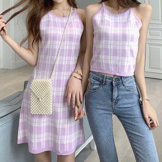 Checked Camisole Top / Spaghetti Strap Dress