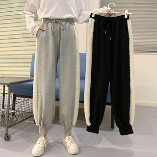 Faux Shearling Panel Sweatpants