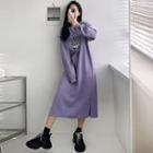 Drop-shoulder Letter Long Boxy Sweatshirt Dress