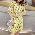 Short Sleeve Pattern Mini Dress