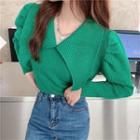 Long-sleeve Wide-collar Knit Top