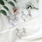 Non-matching Bead Layered Alloy Hoop Dangle Earring