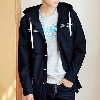 Letter Embroidered Hooded Jacket