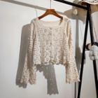 Croche Cut-out Pointelle-knit Top