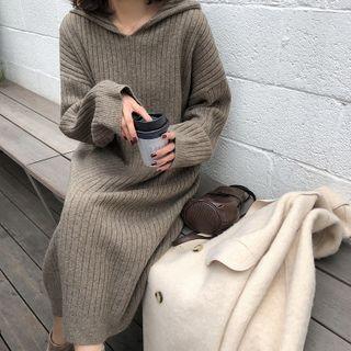 Midi Hooded Rib Knit Dress