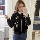 Flower Embroidered Quilted Jacket