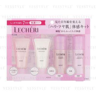 Kose - Lecheri Trial Kit 3 (specialty): Oil In Cleansing Gel + Cream Wash + Lift Glow Lotion Iii + Lift Glow Emulsion Iii 4 Pcs