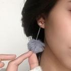 925 Sterling Silver Furry Ball Earring