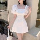 Puff Sleeve Square-neck A-line Dress