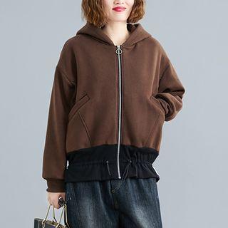 Hooded Zip Jacket Coffee - One Size