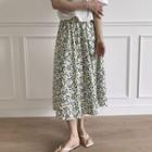High-waist Floral A-line Skirt Green - One Size