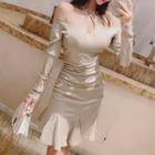 Long-sleeve Cold Shoulder Mini Godet Dress