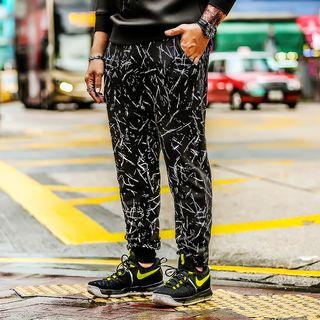 Gather Cuff Printed Sweatpants