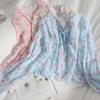 Dotted Crinkle Tie-front Light Jacket