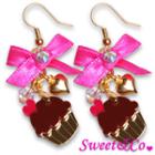 Sweet&co Ribbon Mini Cupcake Crystal Earrings Gold - One Size
