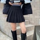 High-waist Check Pleated Skirt