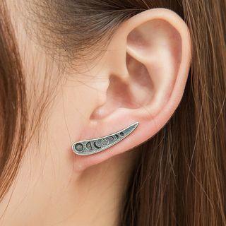 Leaf Earring 1 Pair - 5449 - 01 - Silver Black - One Size