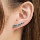 Leaf Earring 1 Pair - 5449 - 01 - Silver Black - One Size