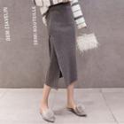 Plain Knit Slit Midi Skirt