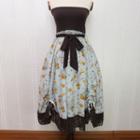 Floral Print Panel Strapless Midi Dress