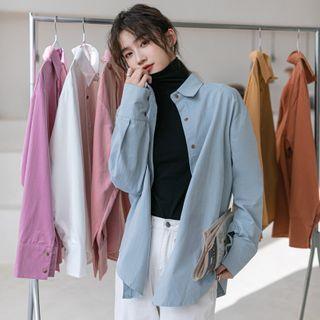 Long Sleeve Button-up Plain Shirt