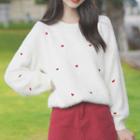 Heart Embroidered Mohair Sweater