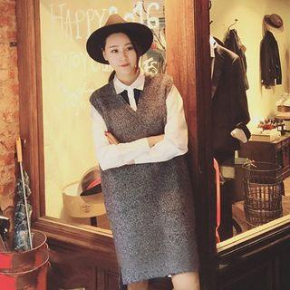 Chunky Knit V-neck Pinafore Dress