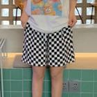 Contrast Plaid Straight Leg Sweatshorts
