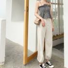 Spaghetti Strap Checker Frill Trim Top / Harem Pants