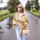 Faux-leather Shirt With Sash