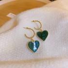 Heart Glaze Alloy Dangle Earring 1 Pair - Silver Needle - Green - One Size