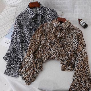 Leopard Print Ruffle Shirt